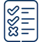 "Checklist icon with marked checkboxes and one crossed-out option."