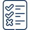 "Checklist icon with marked checkboxes and one crossed-out option."