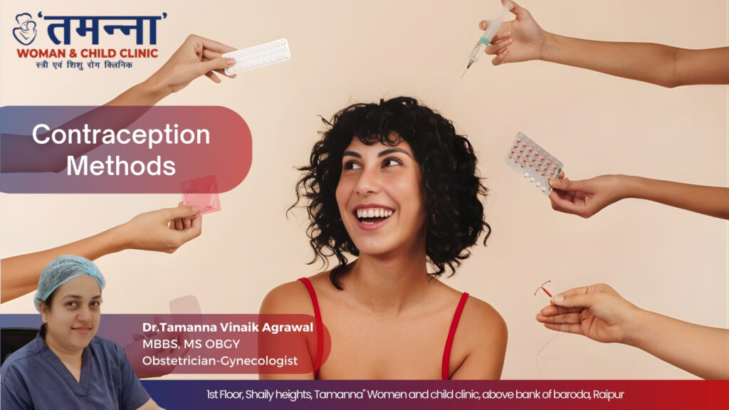 Woman smiling while choosing contraception methods like pills, injection, copper T under gynecologist guidance in Raipur